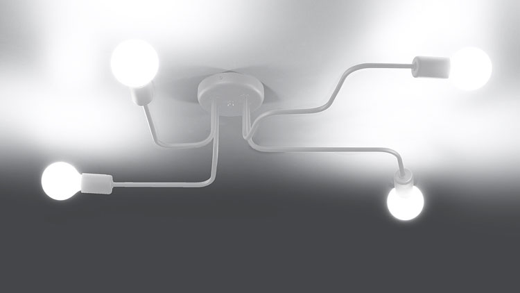 Biała industrialna lampa sufitowa bez kloszy H902-Elsa
