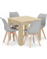 Zestaw kwadratowy stół z 4 krzesłami dąb sonoma + szary - Camino 3X w sklepie Edinos.pl