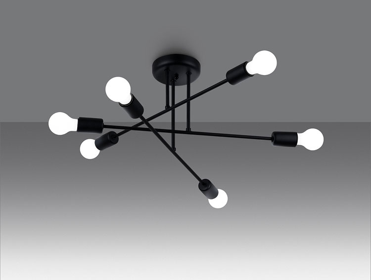 Czarna industrialna lampa sufitowa bez kloszy A633-Karinn