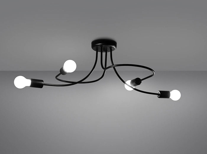 Czarna industrialna lampa sufitowa bez kloszy A635-Vrado