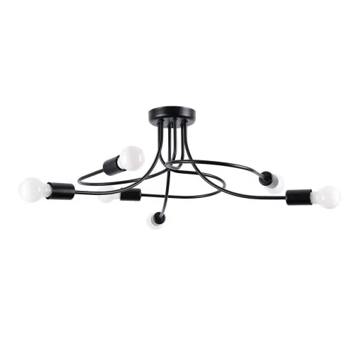 Czarna 6-ramienna lampa sufitowa w stylu loft A636-Vrado