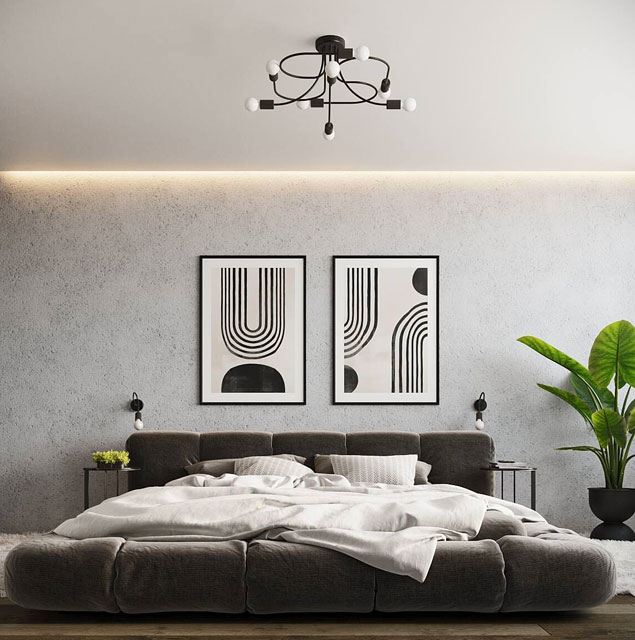 Czarna industrialna lampa sufitowa 8-punktowa A637-Ewiltons