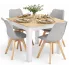 Kwadratowy stół biały + dąb sonoma z 4 szarymi krzesłami - Camino 3X