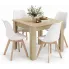 Komplet kwadratowy stół dąb sonoma z 4 białymi krzesłami - Camino 3X