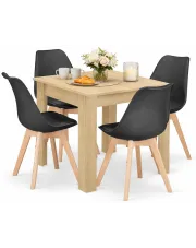 Zestaw skandynawski stół dąb sonoma i 4 czarne krzesła - Camino 3X w sklepie Edinos.pl
