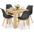 Zestaw skandynawski stół dąb sonoma i 4 czarne krzesła - Camino 3X