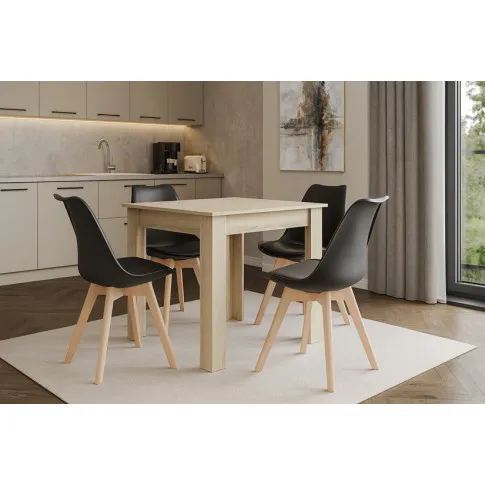Zestaw skandynawski stół dąb sonoma i 4 czarne krzesła Camino