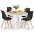 Kwadratowy stół biały + dąb sonoma z czarnymi krzesłami 4 szt - Camino 3X