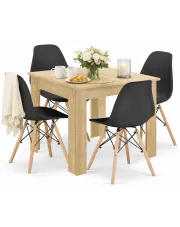 Zestaw do kuchni skandynawski dąb sonoma z czarnymi krzesłami 4 szt - Camino 4X w sklepie Edinos.pl