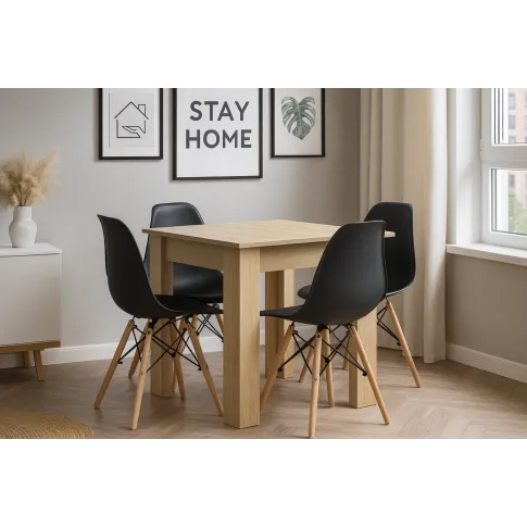 Stół skandynawski dąb sonoma z czarnymi krzesłami 4 szt   Camino 4X