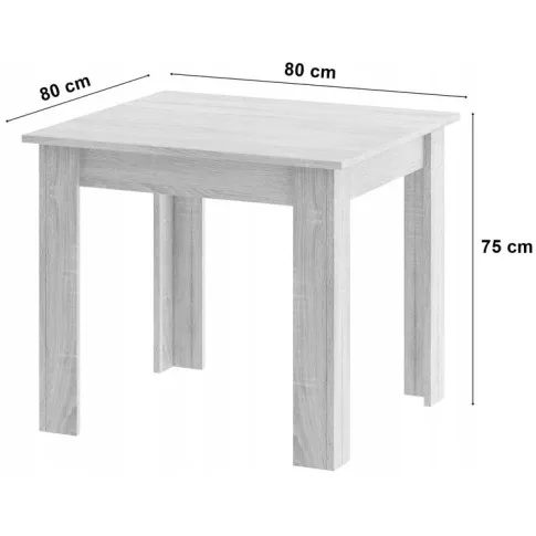 Wymiary kwadratowego stołu z kompletu stół z krzesłami Derioz 4X