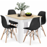 Kwadratowy stół biały + dąb sonoma z 4 czarnymi krzesłami - Camino 4X