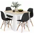Kwadratowy stół biały + dąb sonoma z 4 czarnymi krzesłami - Camino 4X