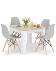 Stół biały + dąb sonoma z szarymi krzesłami 4 sztuki - Camino 4X w sklepie Edinos.pl