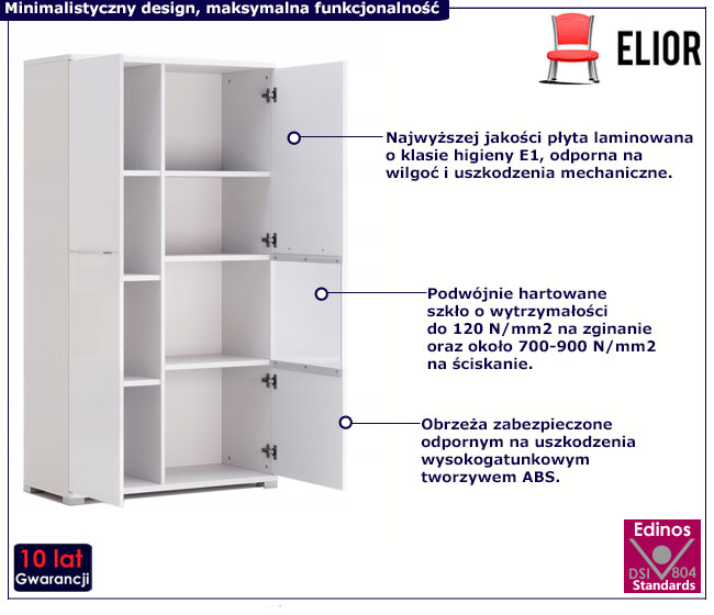 Biały regał zamykany Wilhelm 10X