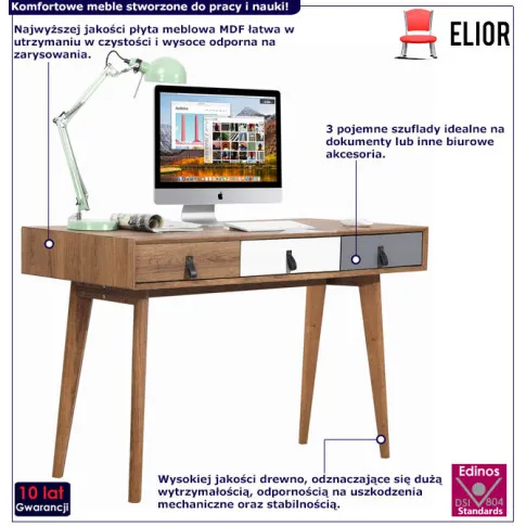 Biurko komputerowe z 3 szufladami Econi