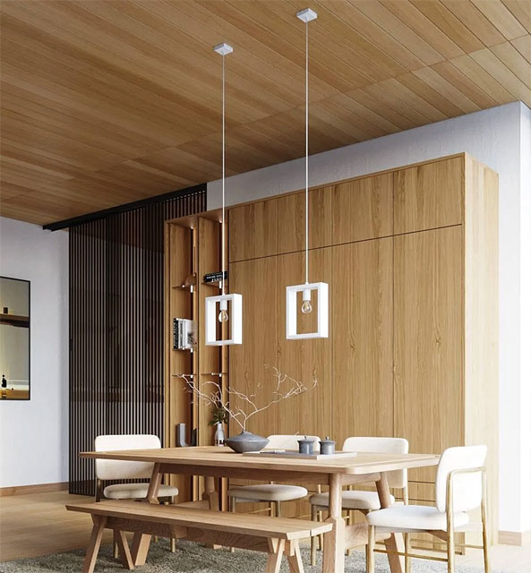 Biała skandynawska lampa wisząca drewniana A646-Madrys