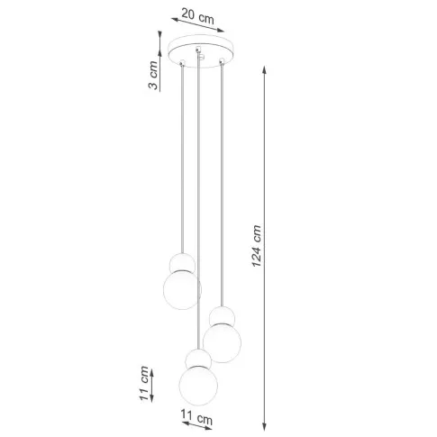 Rysunek z wymiarami lampy A648-Igia