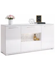 Biała duża komoda z witryną 150 cm - Wilhelm 16X w sklepie Edinos.pl