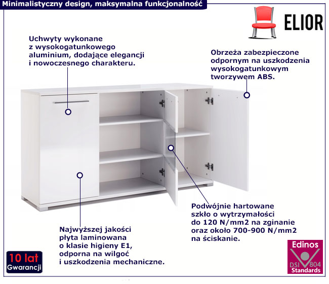 Biała duża komoda z witryną Vestirox 15X
