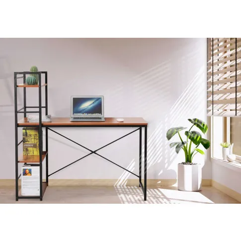 Wizualizacja biurka z regałem na czarnym stelażu Lioxio