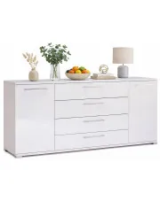 Duża biała komoda z szufladami i półkami 190 cm - Wilhelm 18X w sklepie Edinos.pl