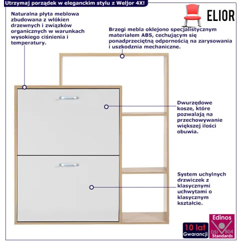 Biała szafka dwudrzwiowa na buty do przedpokoju Weljor 4X