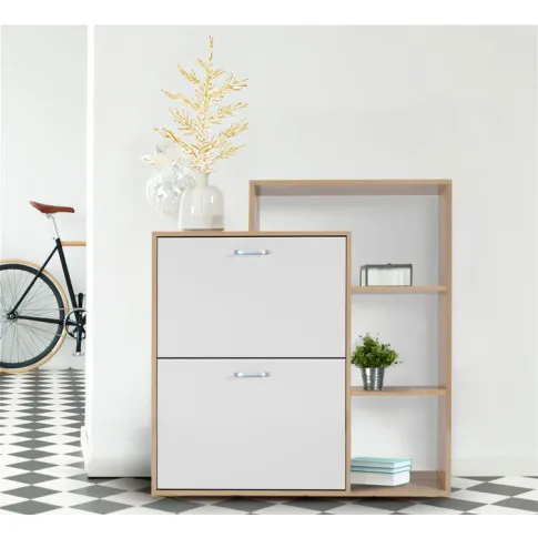 Wizualizacja białej szafka na buty Weljor 4X