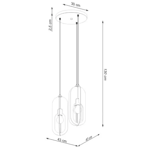 Rysunek z wymarami lampy A652-Moka