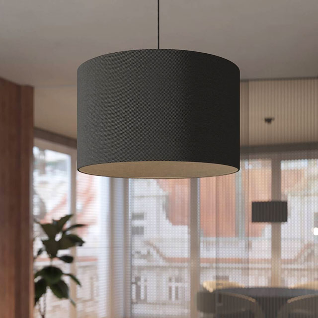 Czarna lampa wisząca z okrągłym abażurem B830-Mirano