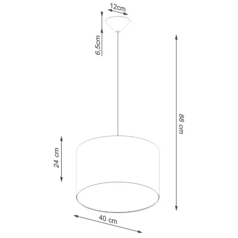 Rysunek z wymiarami lampy A654-Igla