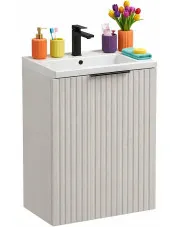 Beżowa ścienna szafka umywalkowa 40 cm - Edar 3X w sklepie Edinos.pl