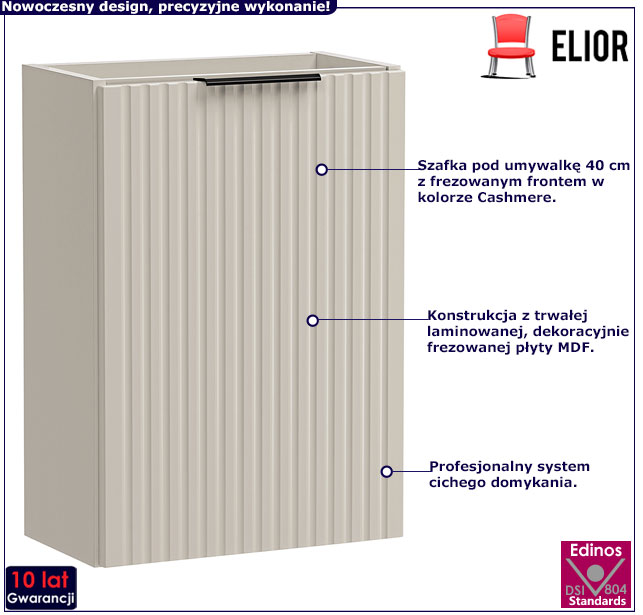 Beżowa szafka łazienkowa pod umywalkę 40 cm Edar 3X