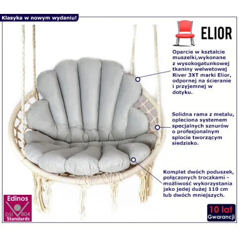 Fotografia Szary skandynawski fotel wiszący na taras - Limmi z kategorii Huśtawki