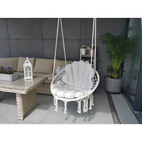 Szczegółowe zdjęcie nr 4 produktu Szary skandynawski fotel wiszący na taras - Limmi