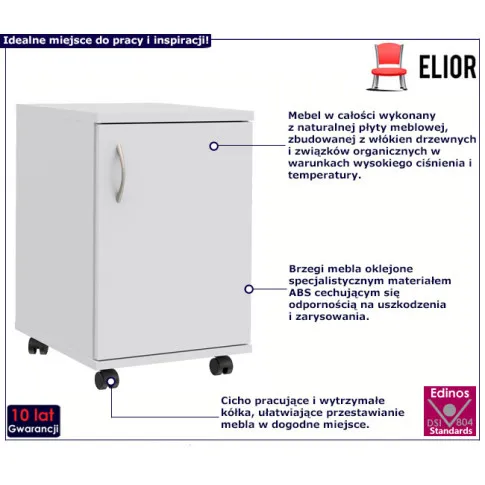 Biały kontenerek na kółkach z drzwiczkami Hiflok