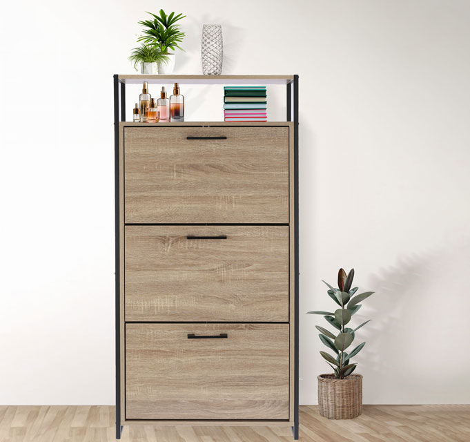 Wnętrze z wykorzystaniem szafki na buty z półką w stylu loft Tamil 6X