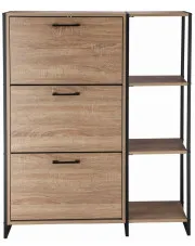 Trzydrzwiowa szafka na buty z regałem w stylu loft - Ezio 7X w sklepie Edinos.pl