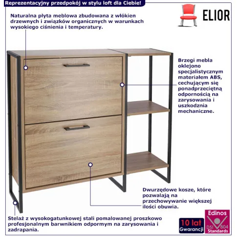 Dwudrzwiowa szafka na buty z otwartymi półkami Ezio 8X