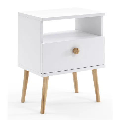 Zdjęcie produktu Biała szafka nocna w stylu skandynawskim - Geza 4X.