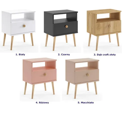 Szczegółowe zdjęcie nr 4 produktu Biała szafka nocna w stylu skandynawskim - Geza 4X
