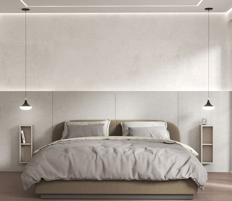 Kaszmirowa wysoka wąska szafka nocna otwarta Arvando