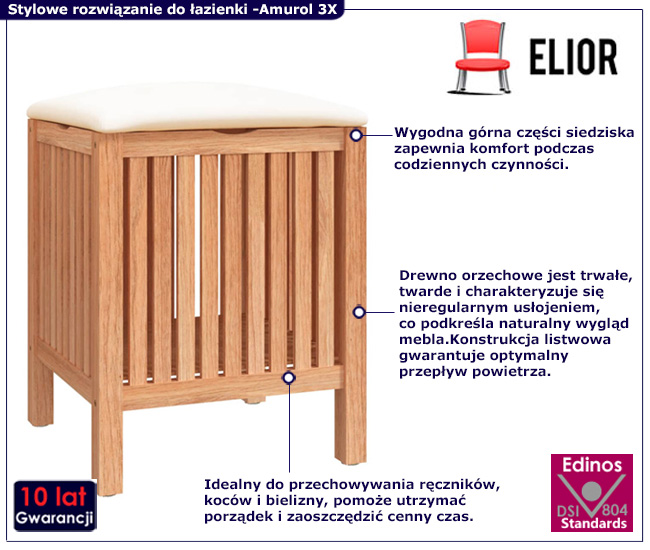 łazienkowe siedzisko drewniane Amurol 3X