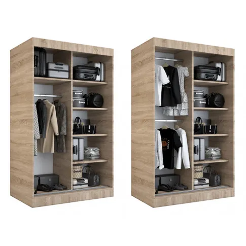 Szczegółowe zdjęcie nr 4 produktu Biała szafa przesuwna z frontem dąb sonoma - Marmos 3X