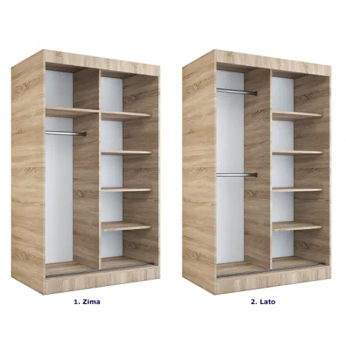 Szczegółowe zdjęcie nr 5 produktu Biała szafa przesuwna z frontem dąb sonoma - Marmos 3X