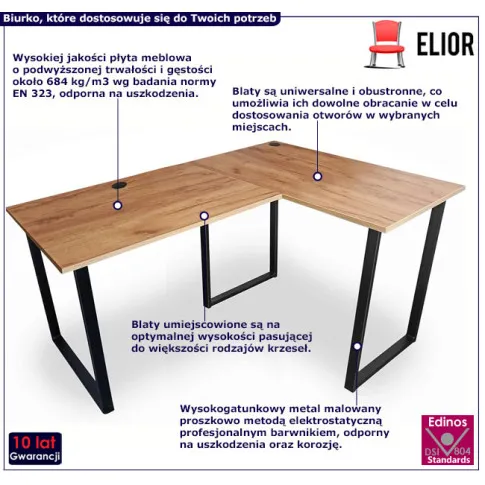 Uniwersalne narożne biurko150x90x60 Irvo