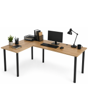 Duże narożne biurko loft regulowane 120x180x60 dąb craft złoty - Salvada w sklepie Edinos.pl