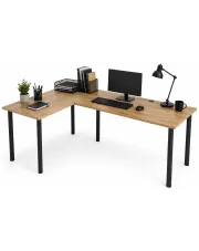 Duże narożne biurko loft regulowane 120x180x60 dąb craft złoty - Salvada w sklepie Edinos.pl