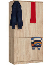 4 drzwiowa szafa z drążkiem i półkami dąb sonoma - Asmin w sklepie Edinos.pl