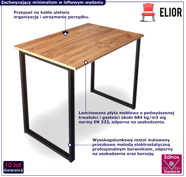 Industrialne proste biurko do biura Noria 90x60